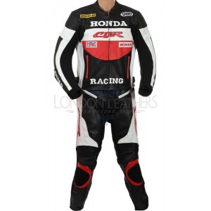 Honda CBR Racing Red & Black Leather Motorcycle Suit